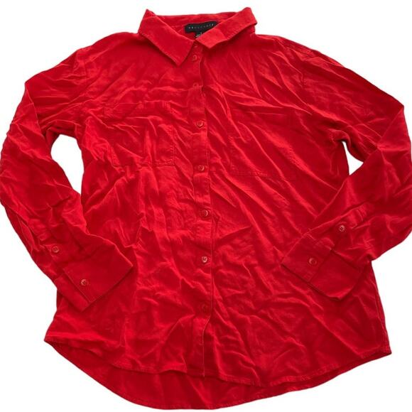 Sanctuary Shirt Womens Small Red Textured Button Down Career Pocket Front Anthro - Picture 2 of 8